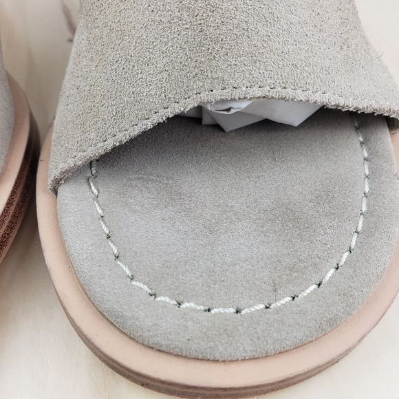 Zara Suede Leather Slide Sandal Kitty Heel Mule Shoes Women's Size 41 Taupe Gray - Picture 16 of 16